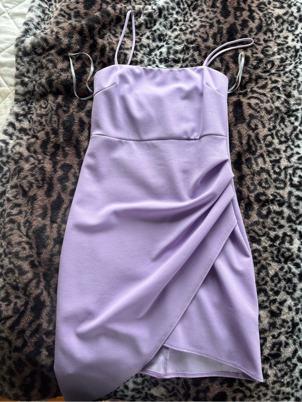 Lulu's Lilac Spaghetti-Strap Wrap Mini Dress